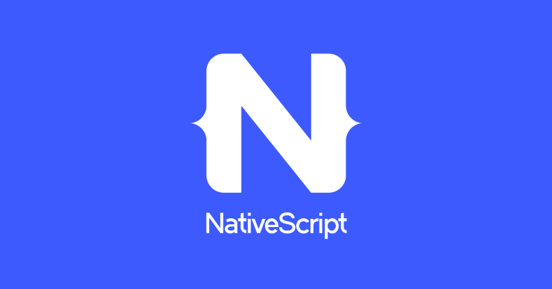 Fundo azul e, no centro, o logotipo do framework NativeScript